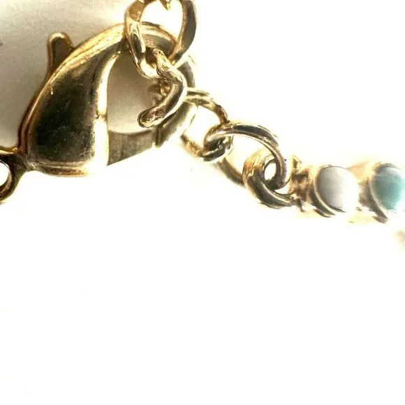 Blue green gold tone beaded necklace - Picture 7 of 7